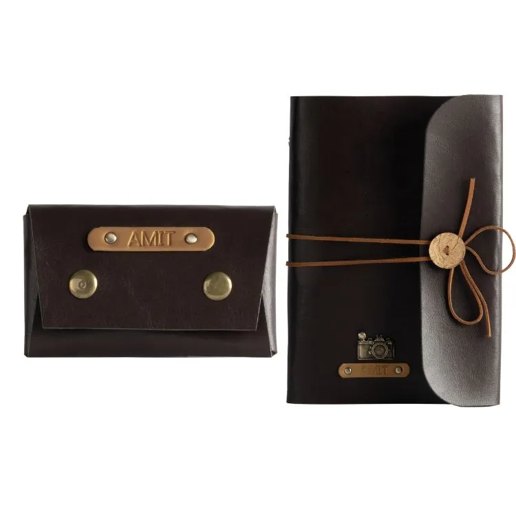 Personalized A5 Vegan Leather Diary and Visiting Card Holder